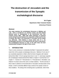 Image of The destruction of Jerusalem and the transmission of the Synoptic eschatological discourse