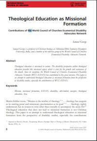Image of Theological Education as Missional Formation: Contributions of the World Council of Churches Ecumenical Disability Advocates Network