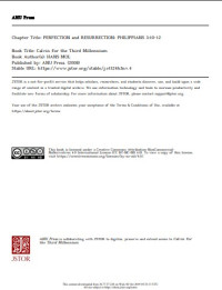 Image of PERFECTION and RESURRECTION: PHILIPPIANS 3:10-12